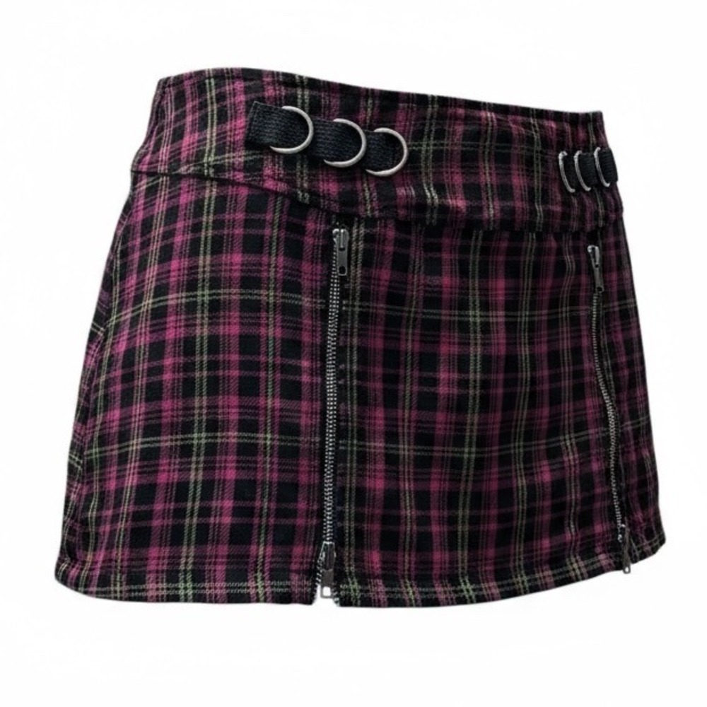 Vintage Lip Service L.A. Plaid Zipped Micro‎ Mini Skirt Y2K